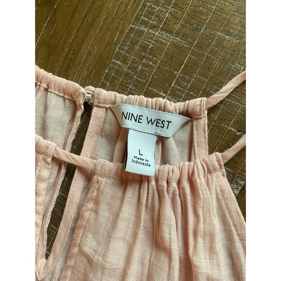 Women’s Peach Pink Halter Top Nine West Large Boho Sleeveless Shirt Summer - Picture 7 of 9